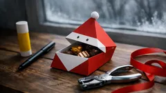 Jak zrobić trójkątne pudełko Mikołaj z papieru na drobny prezent